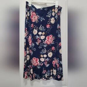 SJS Navy Floral Midi Skirt